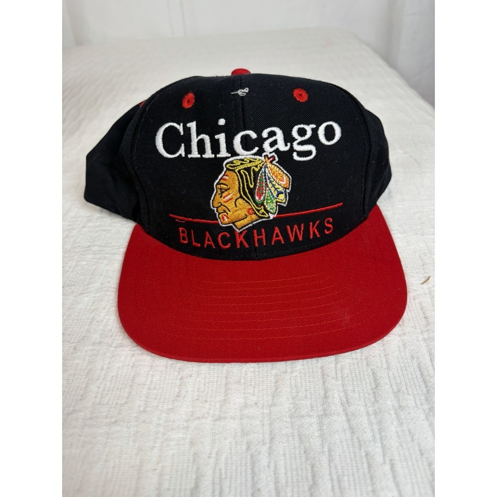 Vintage Chicago Blackhawks Hat Black Snapback NHL Hockey Cap